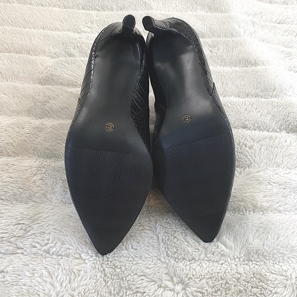 Worthington Black Croc Textured Pointy Toe Mules Heels New Size 7 - Picture 9 of 10